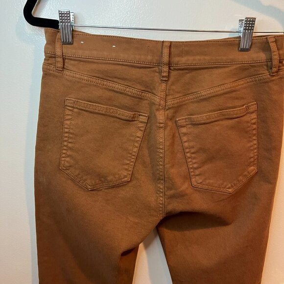 LOFT Pintucked Frayed High Rise Kick Crop Jeans in Cocoa Powder, Size 4 - Picture 9 of 14